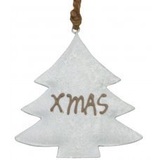 Χριστουγεννιάτικο Μεταλλικό Δεντράκι, Λευκό με "XMAS" (11cm)